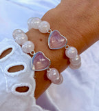 Náramok LUNIA z pokoveného Ruženínu, Opalitu a Aqua Aury