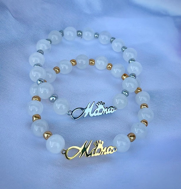 Náramok z mliečneho Kremeňa "Mama"