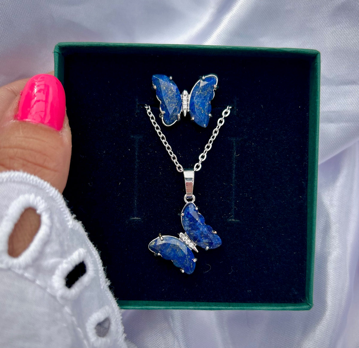 Sada šperkov motýľ - Lapis Lazuli