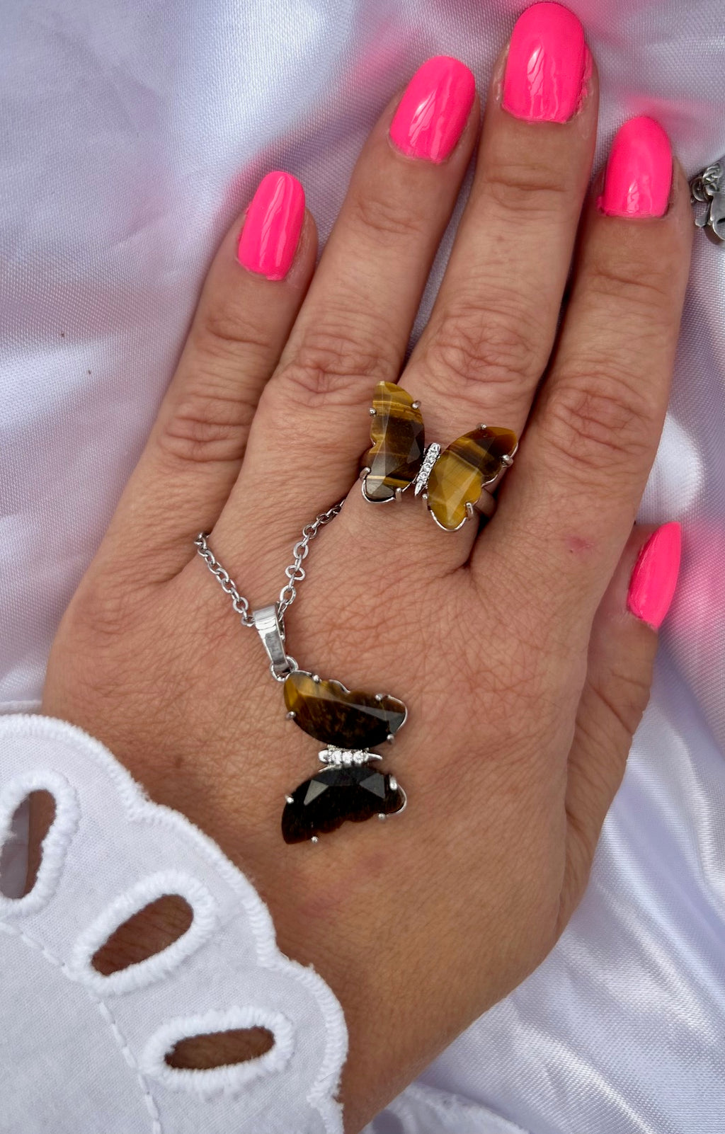 Sada šperkov motýľ - Tigrie oko